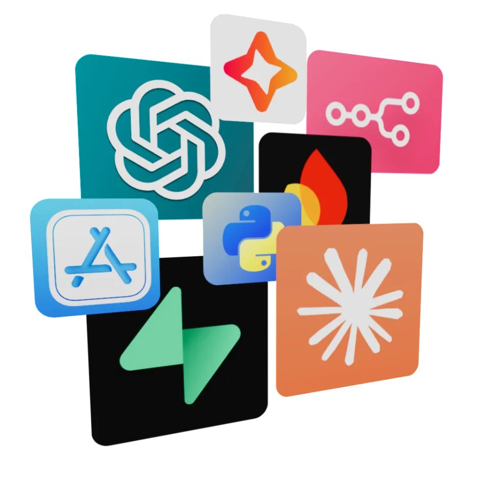 Technology stack including Supabase, Firebase, Python, and AI tools